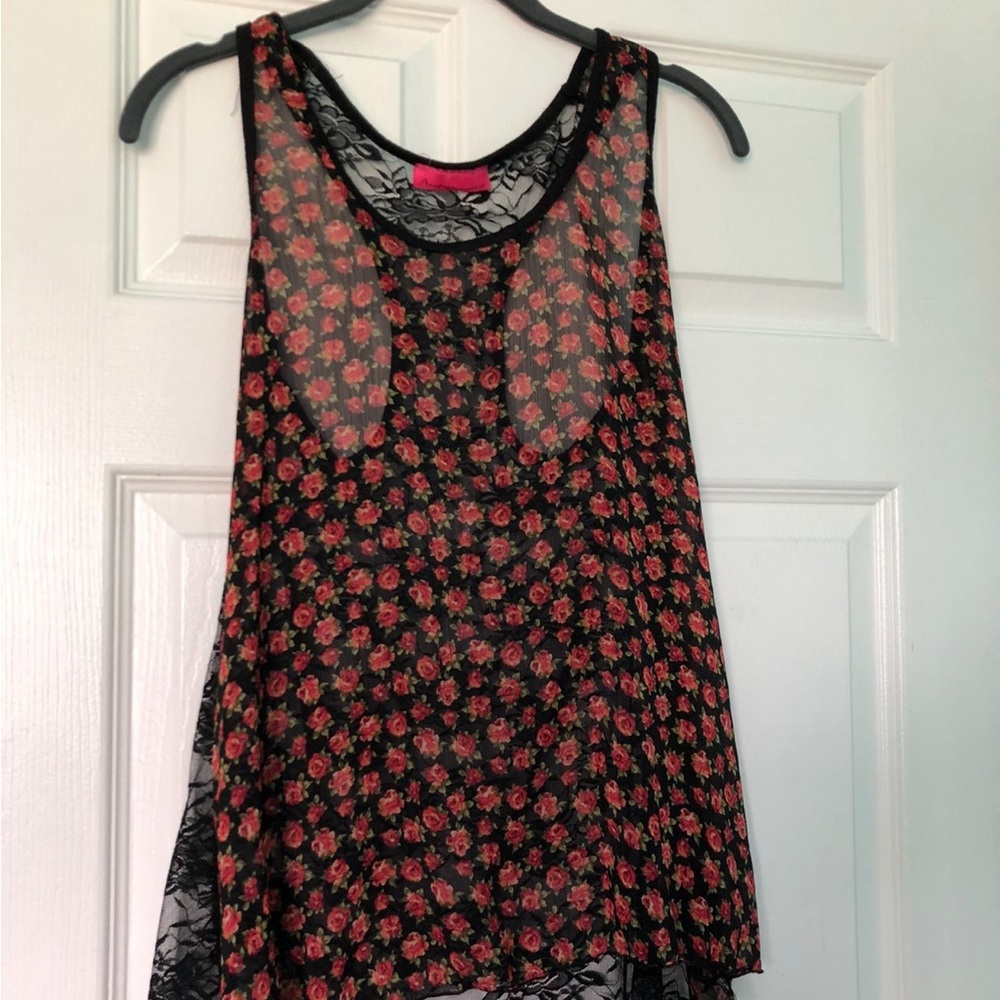 Floral and Lace Tank Top